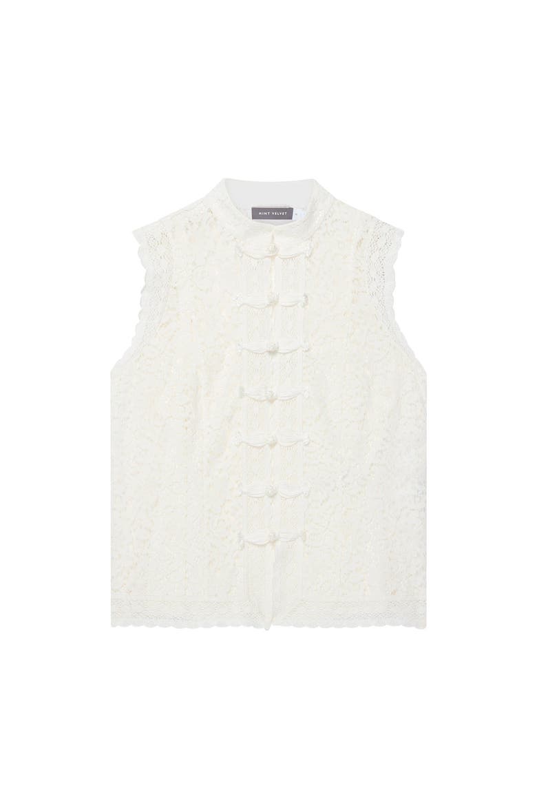 Lace Detail Military Top, Alternate, color, Ivory