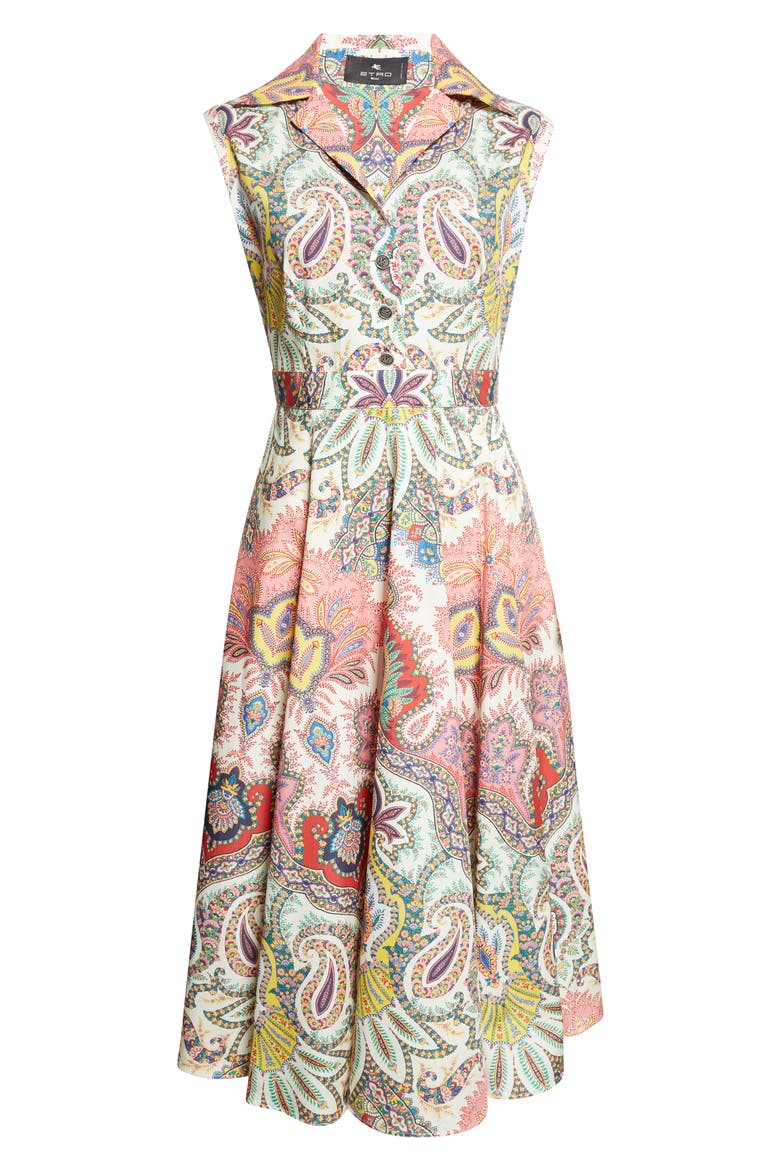 Paisley Print Cotton Poplin Shirtdress, Main, color, PRINT ON WHITE BASE