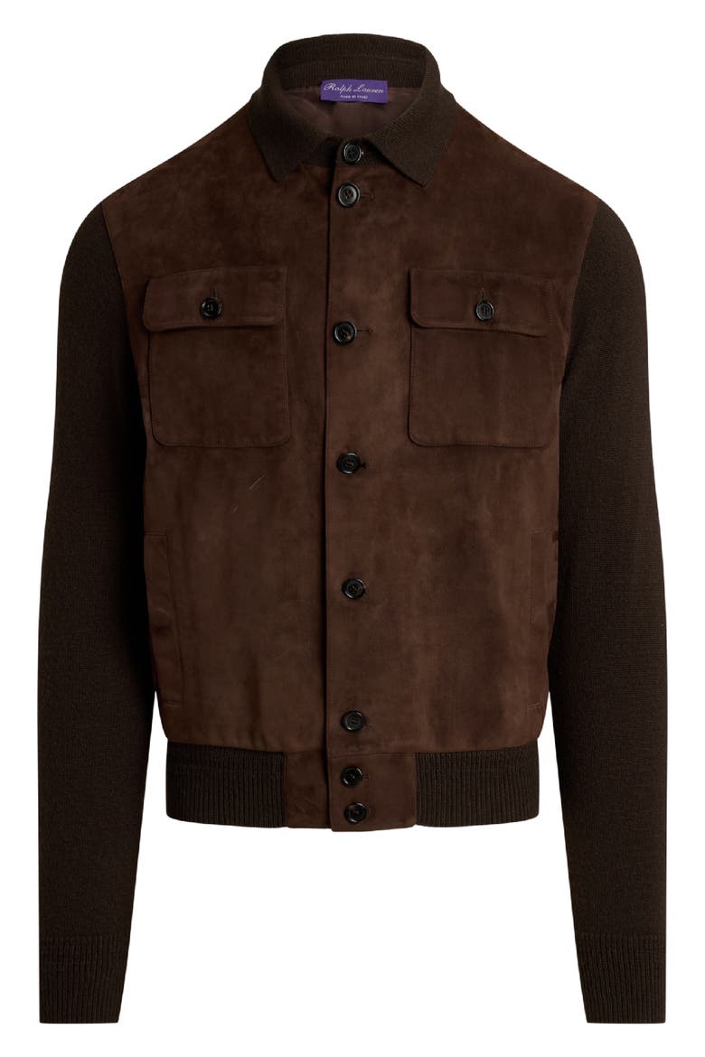 Suede & Cashmere Button-Up Shirt Jacket, Alternate, color, LUGGAGE BROWN