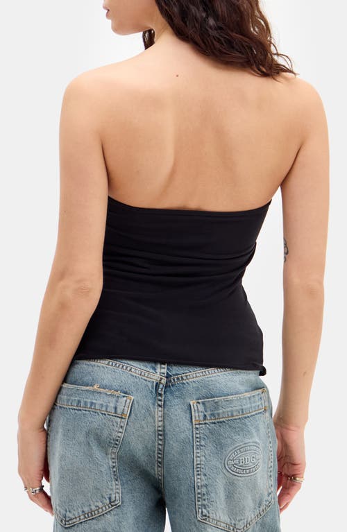 Bdg Urban Outfitters Rem Asymmetric Drawstring Ruched Strapless Top In Black