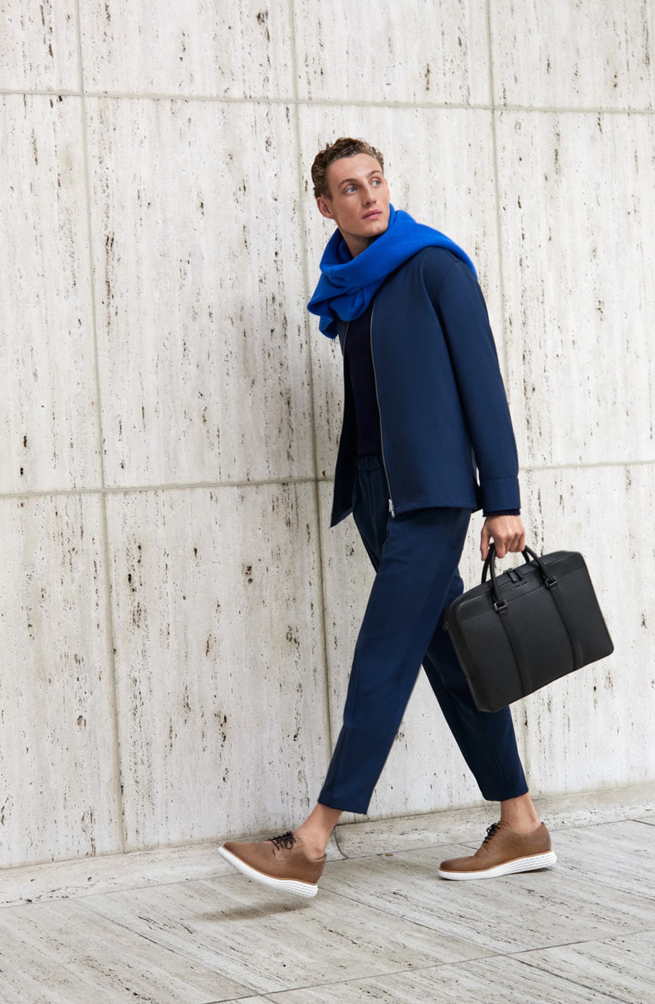 Cole Haan Triboro Leather Briefcase, Alternate, color, Black