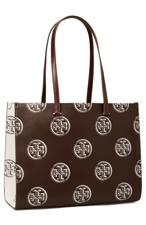 Tory Burch T Monogram Contrast Leather Tote In Brown