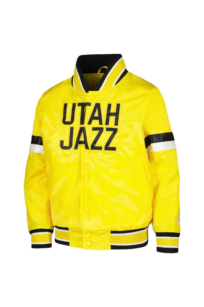 Youth Starter Yellow Utah Jazz Home Game Varsity Satin Full-Snap Jacket, Alternate, color, Yellow