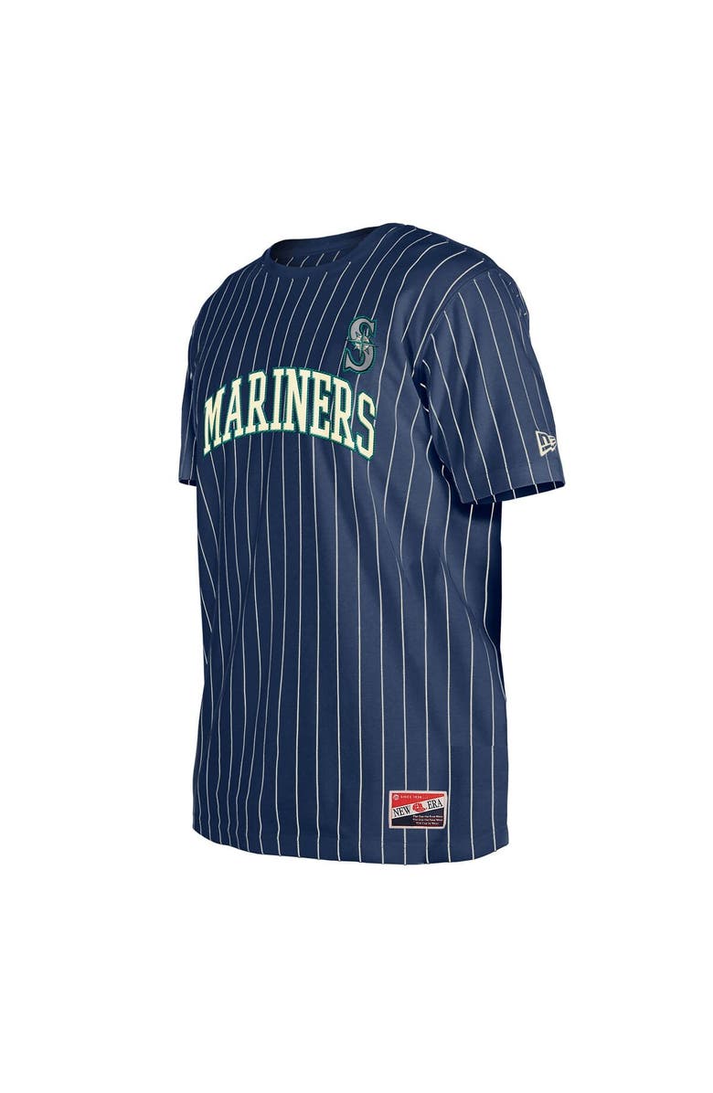 New Era Men's New Era Navy Seattle Mariners Throwback Pinstripe T-Shirt, Alternate, color, 