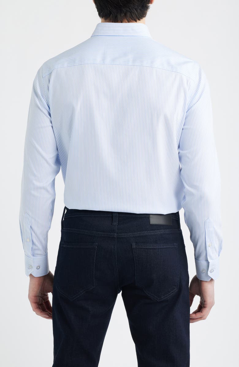 Johnston & Murphy Ovation Stripe Non-Iron Stretch Cotton Button-Up Shirt, Alternate, color, Blue Striped Oxford