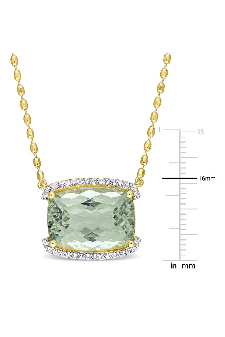 Cushion Cut Green Quartz & White Topaz Necklace, Alternate, color, GREEN