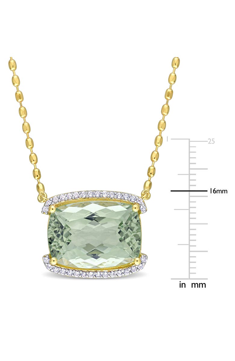 DELMAR Cushion Cut Green Quartz & White Topaz Necklace, Alternate, color, Green