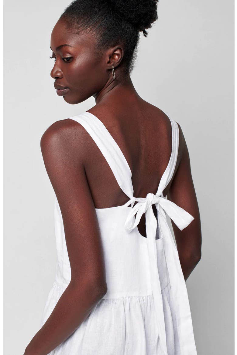 Allegra Tie Back Linen Maxi Dress, Alternate, color, OYSTER