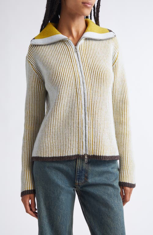 Eckhaus Latta Gender Inclusive Huddle Merino Wool Zip Cardigan in Cockatiel  product