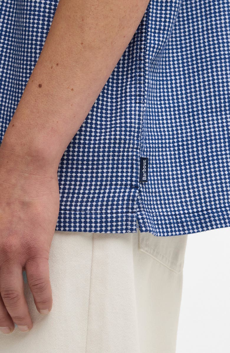 Barbour Rudbek Geo Jacquard Cotton Camp Shirt, Alternate, color, Navy