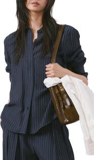 MANGO Pinstripe Button-Up Shirt