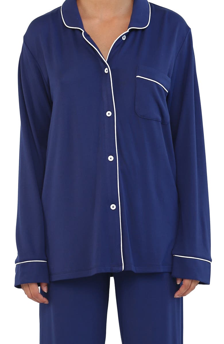 Papinelle Kate Long Sleeve Pajamas, Alternate, color, Navy