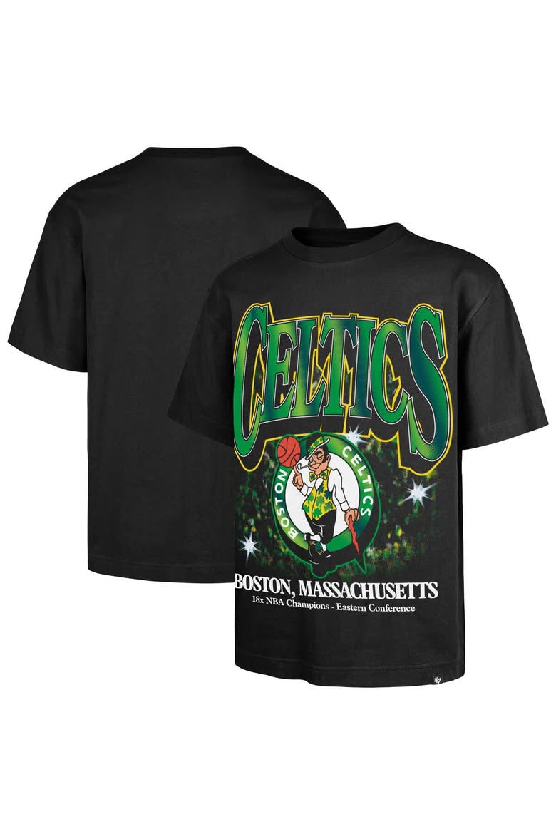 Men's '47 Black Boston Celtics Past Champs Collection Flashbulb Foundation T-Shirt, Main, color, Black