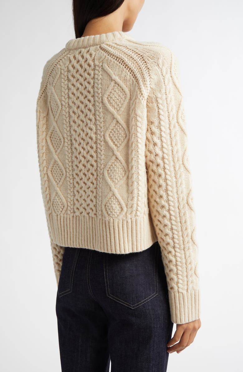 Pendleton Crop Wool Fisherman Sweater, Alternate, color, 