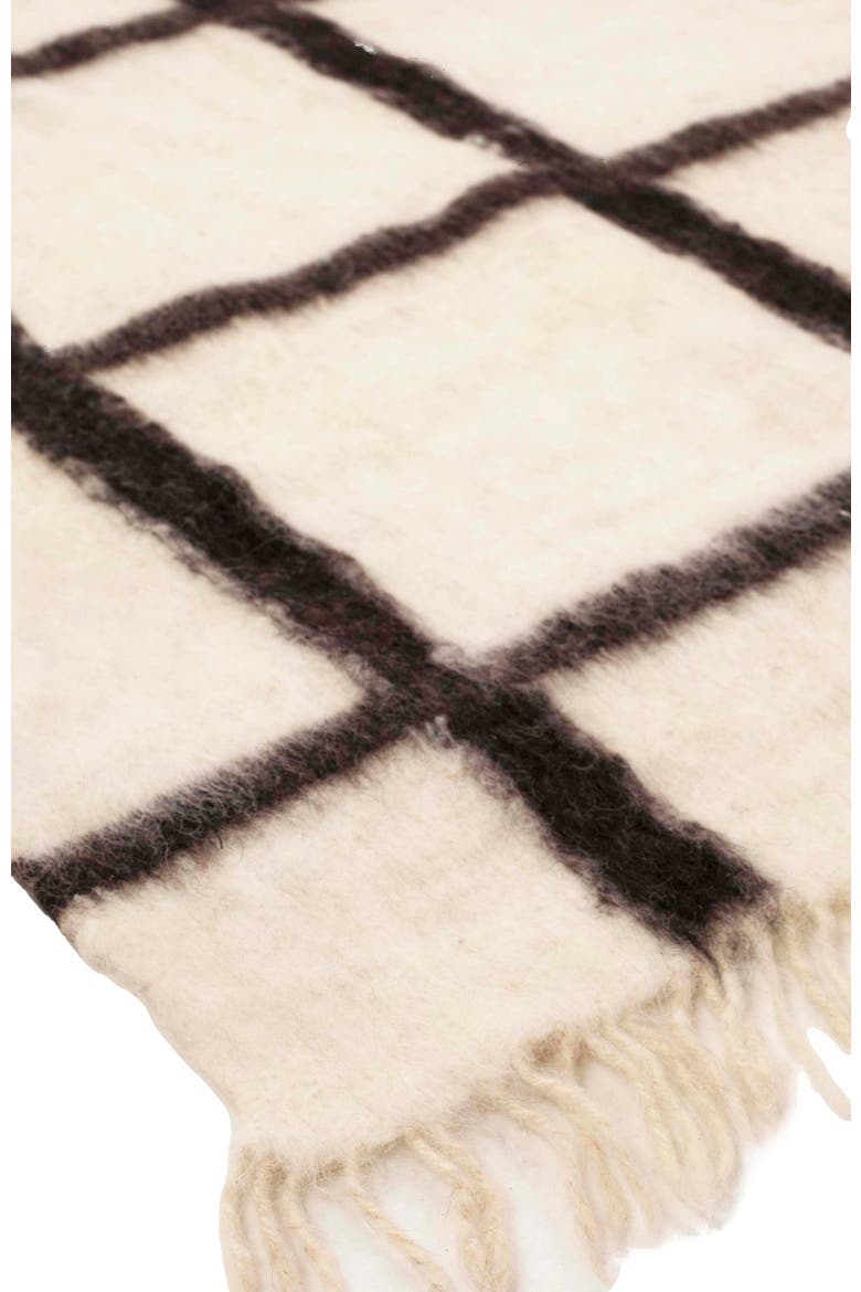 Momos Black and White Grid Handwoven Wool Throw Blanket, Alternate, color, Black