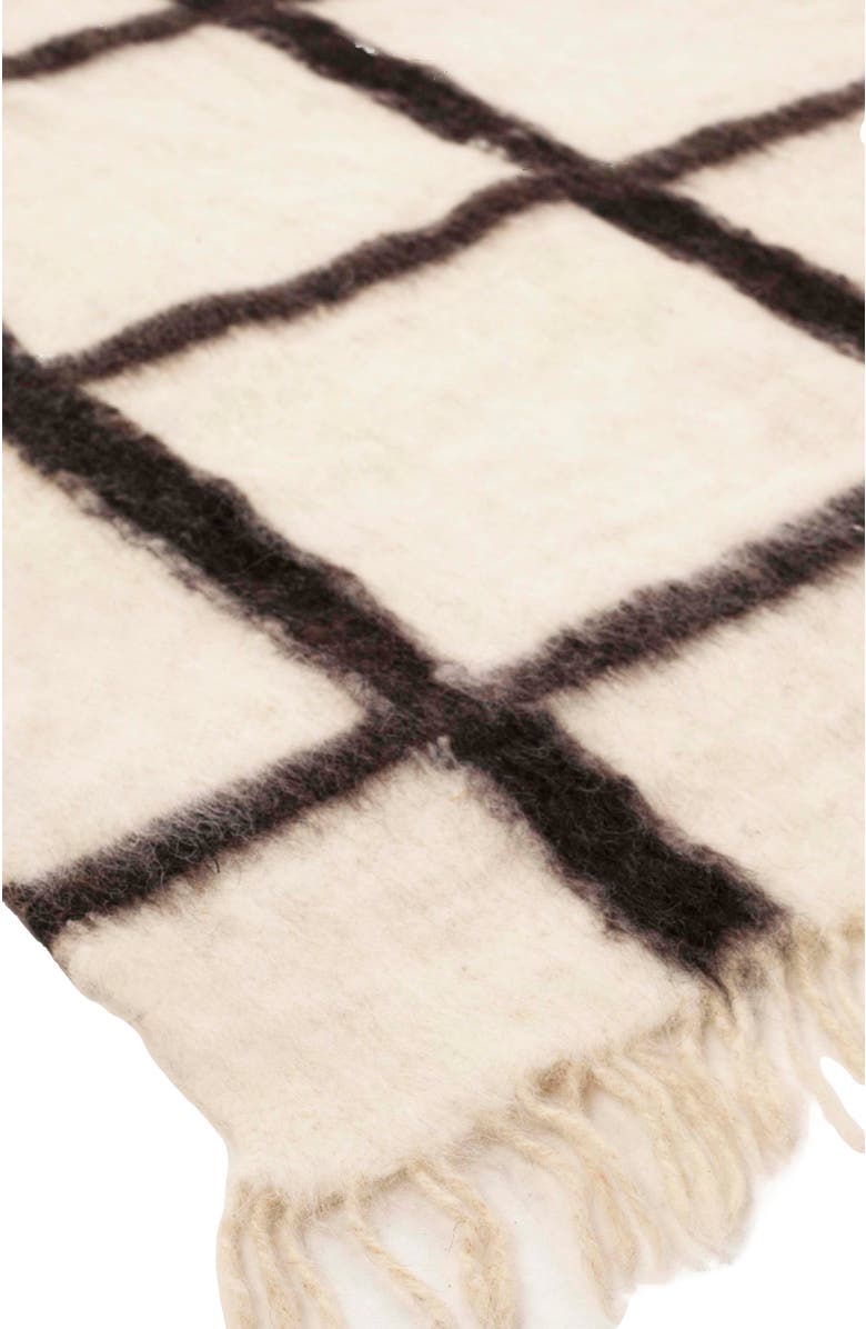 Archive New York Momos Black and White Grid Handwoven Wool Throw Blanket, Alternate, color, Black