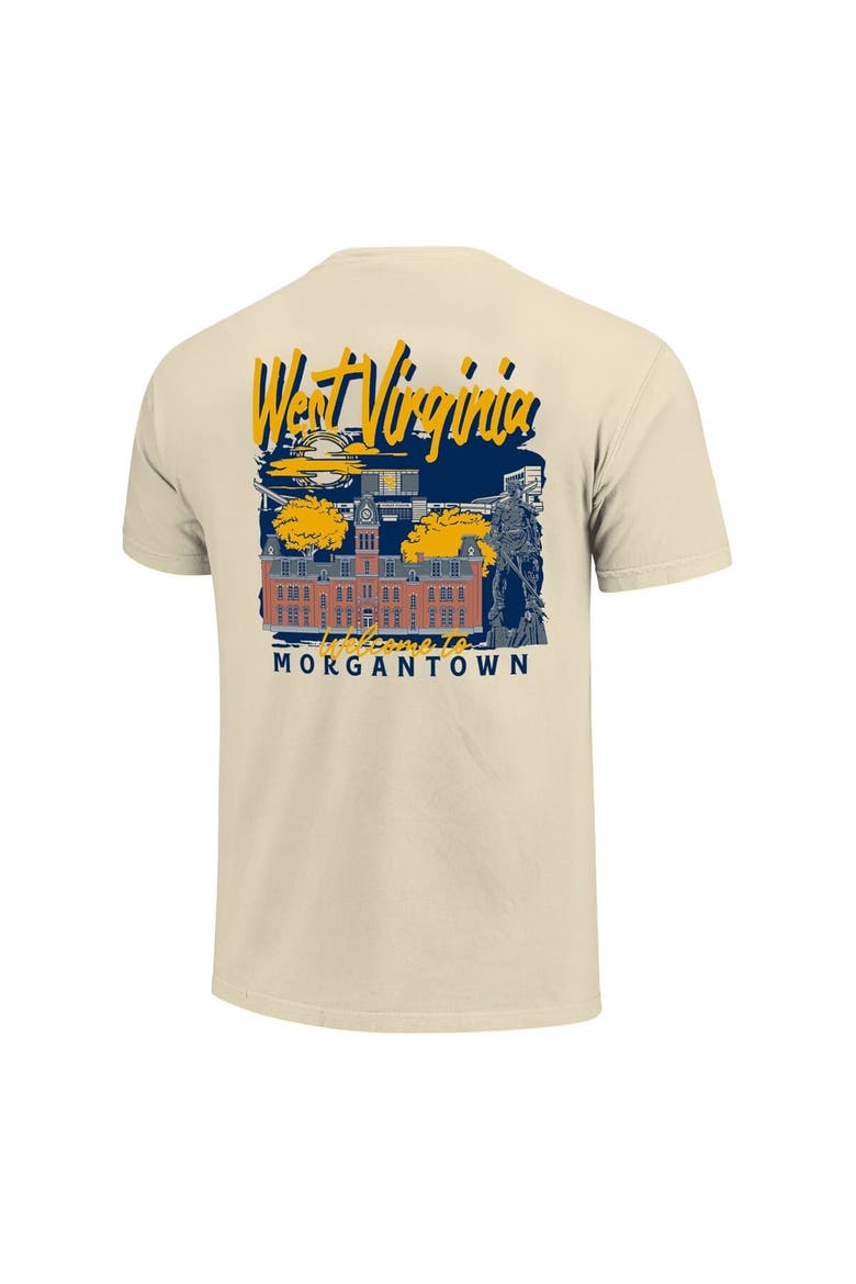 Men's Image One  Natural West Virginia Mountaineers Comfort Colors Hand-Drawn Campus Stack T-Shirt, Alternate, color, Natural