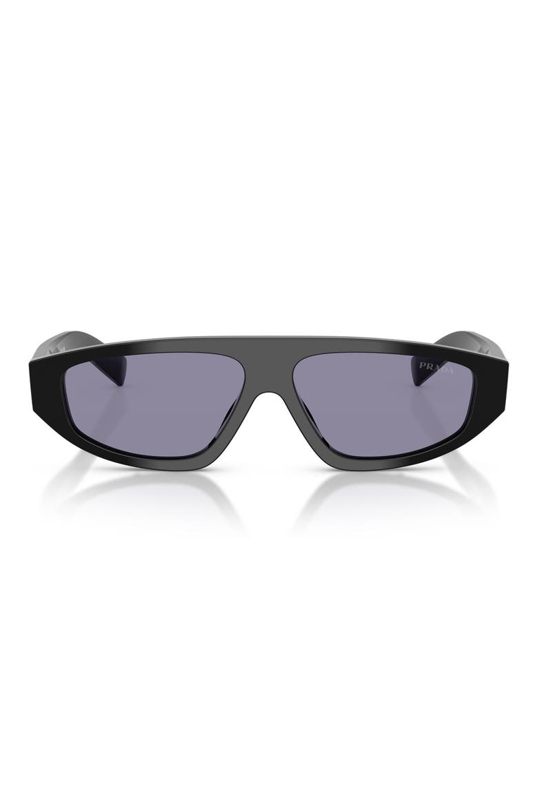 57mm Irregular Sunglasses, Main, color, BLACK / VIOLET MIRROR SILVER