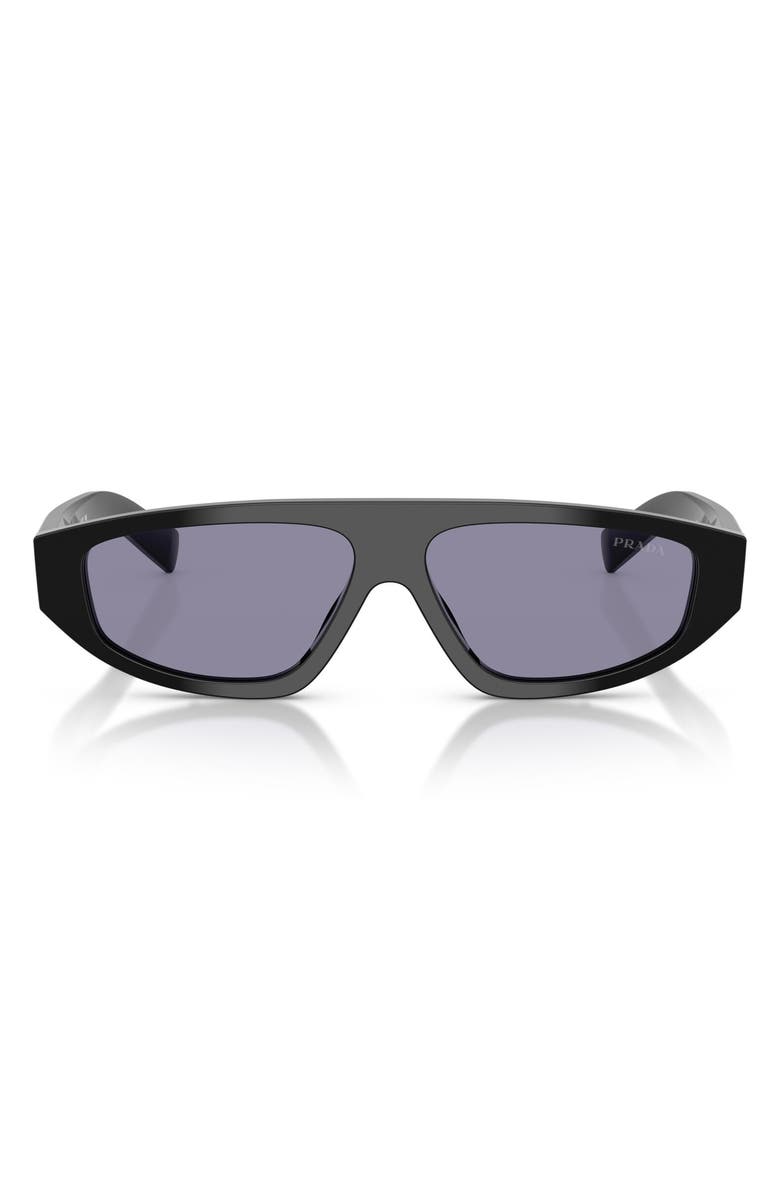 Prada 57mm Irregular Sunglasses, Main, color, Black / Violet Mirror Silver