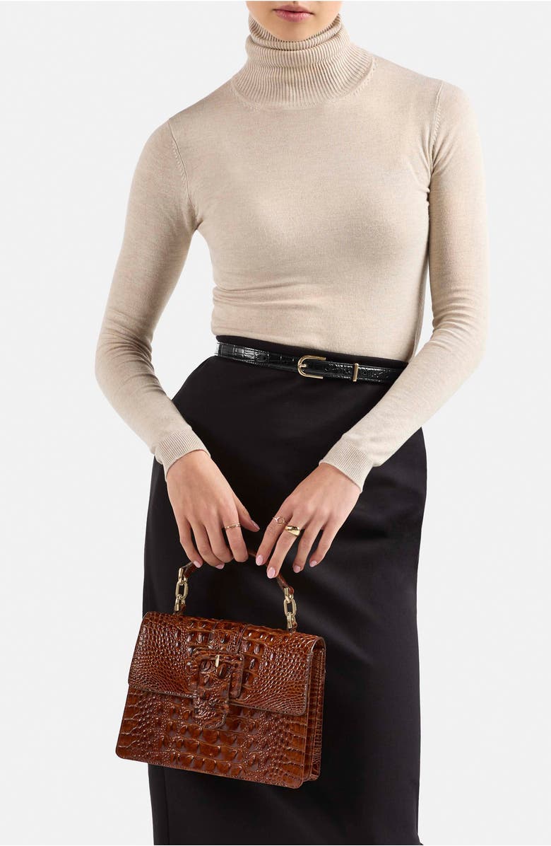 Brahmin Small Hallie Embossed Leather Satchel, Alternate, color,