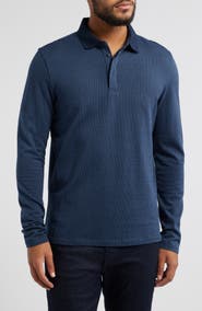 Robert Barakett Lake City Geo Pattern Long Sleeve Polo