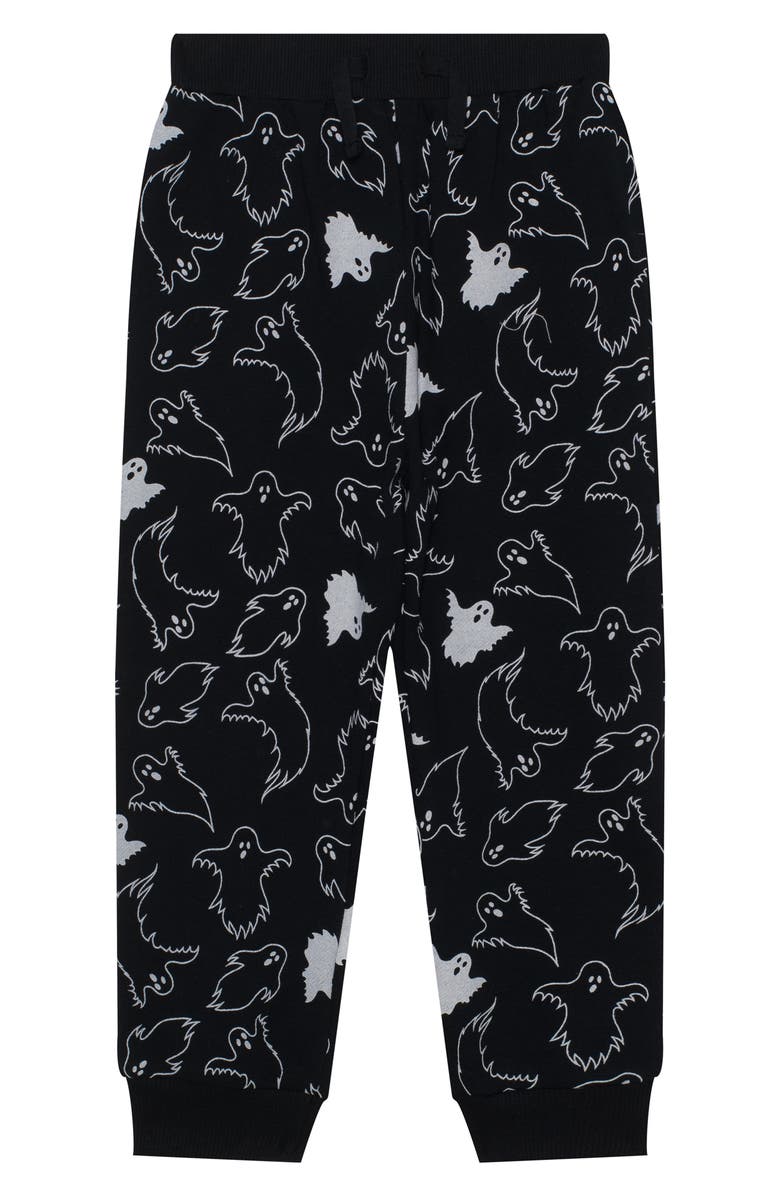 Petit Lem Kids' Snowboard Santa Sweatshirt & Joggers Set, Alternate, color, Ghost