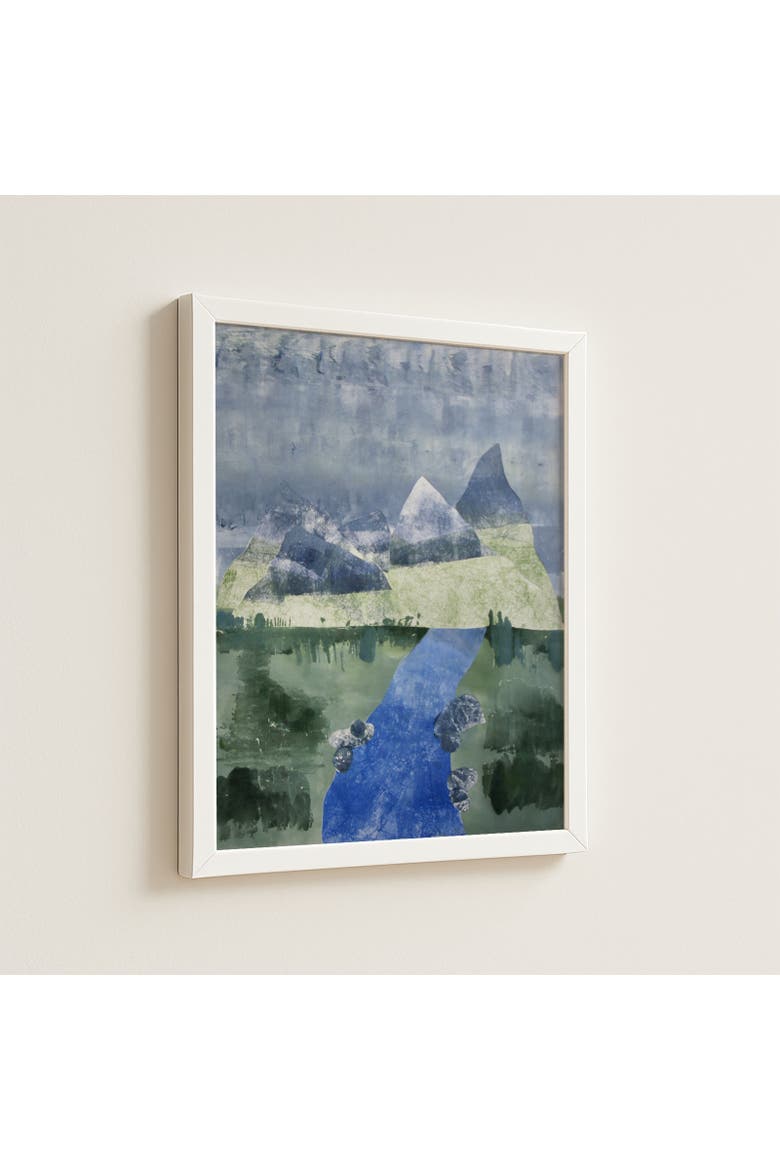Mountain Trail Small Framed Print, Alternate, color, Blue