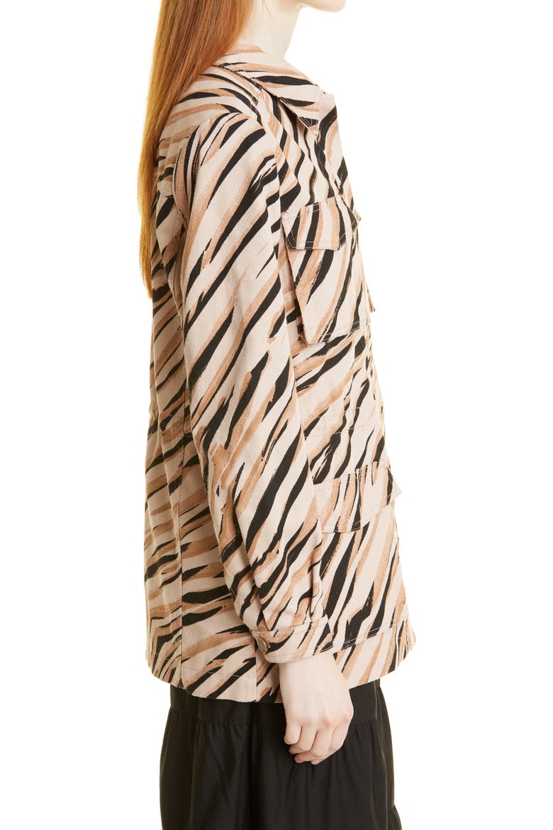 Hamiel Animal Print Cotton Cargo Jacket, Alternate, color, NATURAL