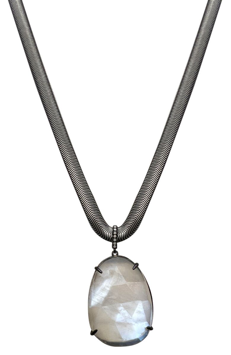 ADORNIA FINE Organic Cut Moonstone Pendant Necklace, Alternate, color, Silver