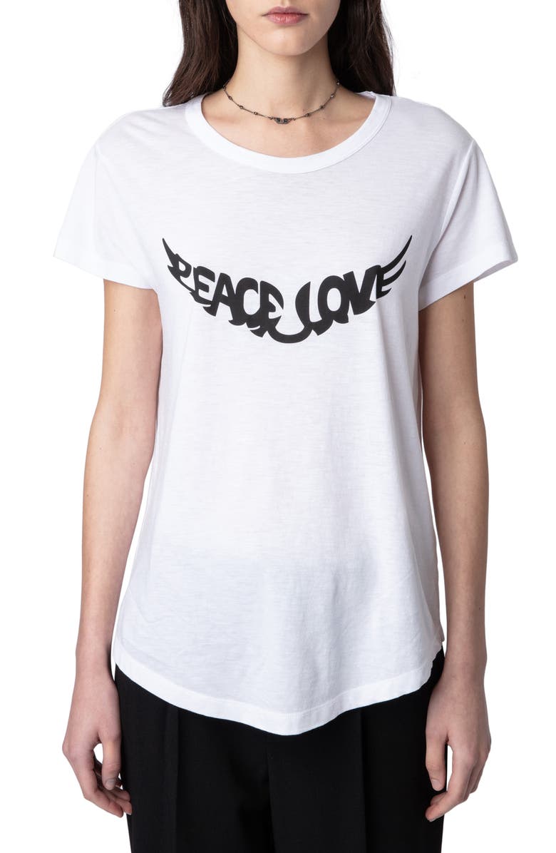 Zadig & Voltaire Woop Peace & Love Graphic T-Shirt, Main, color,