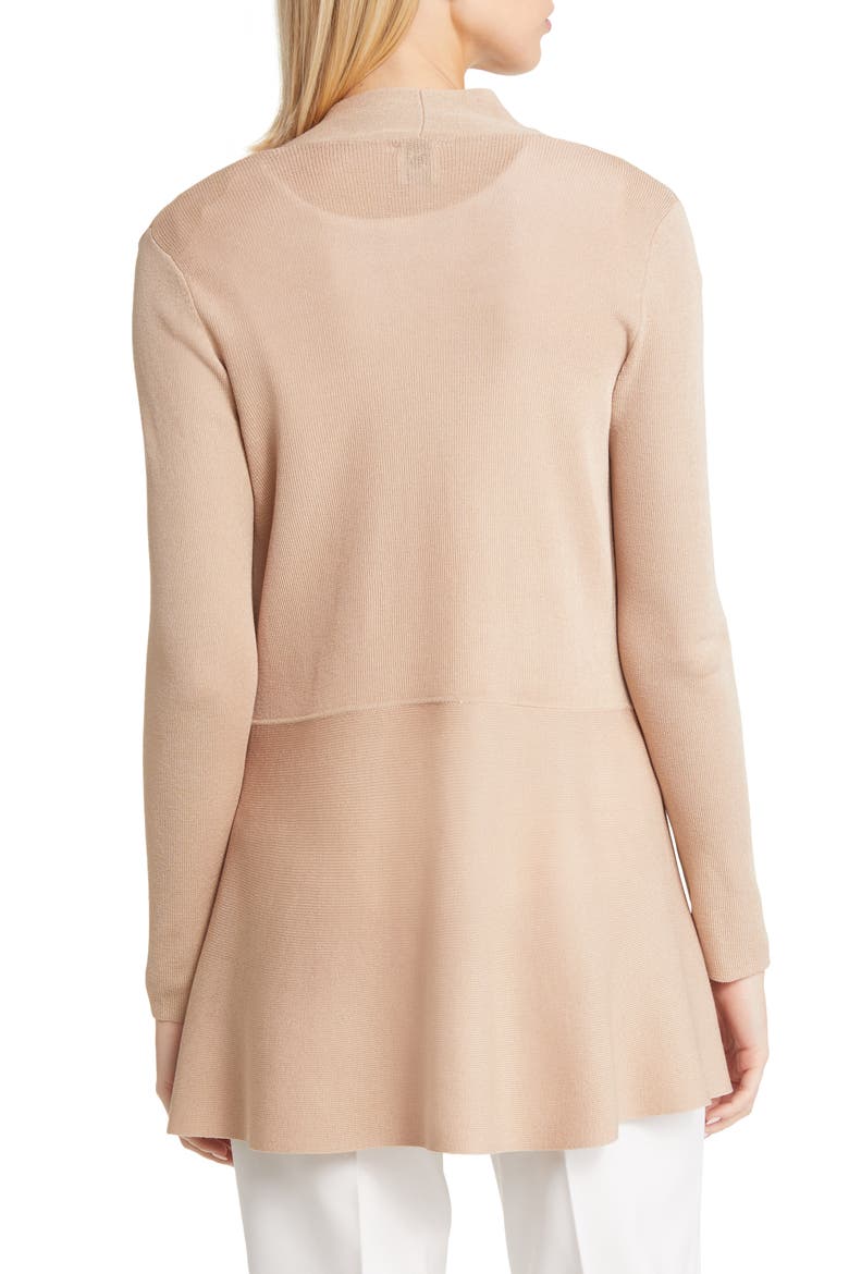 Peplum Long Cardigan, Alternate, color, LATTE