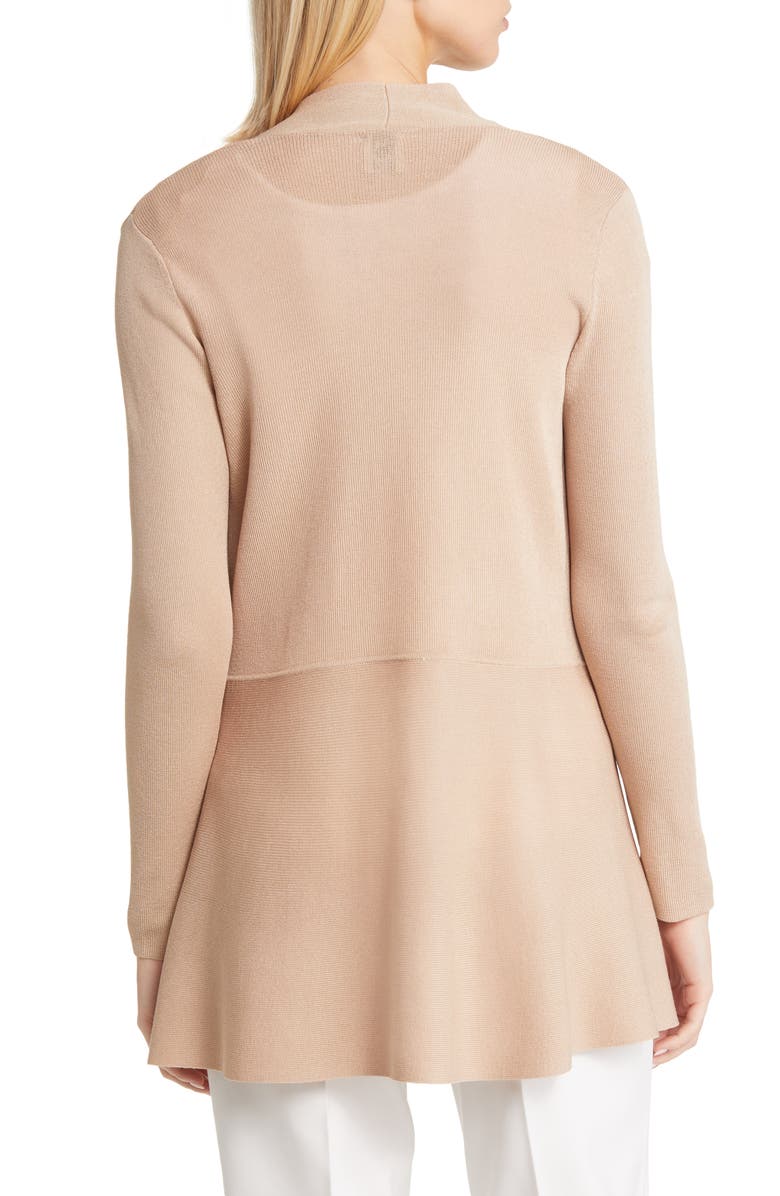 Anne Klein Peplum Long Cardigan, Alternate, color, Latte