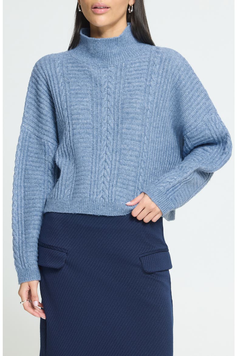 Cropped Cable Knit Mock Neck Sweater, Main, color, ALLURE