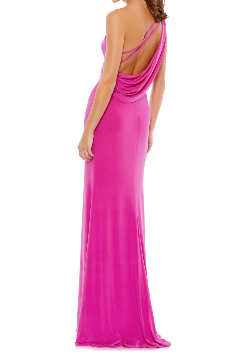 Jersey One Shoulder Draped Back Gown, Alternate, color, CANDY PINK