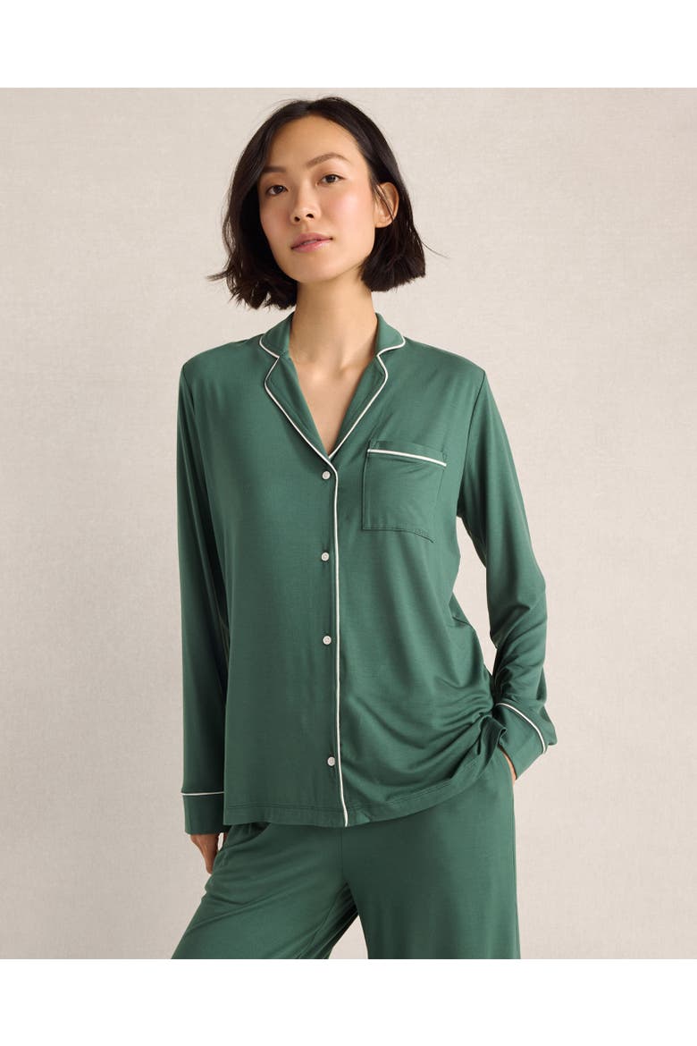Calm & Cool Notch Collar Long Sleeve Pajama Top, Main, color, Balsam