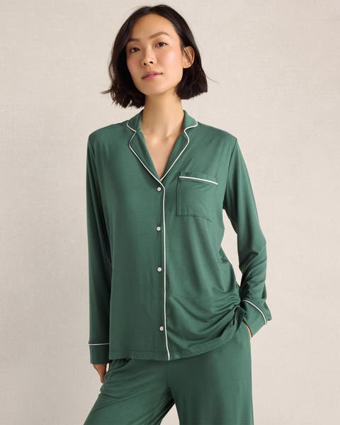 Calm & Cool Notch Collar Long Sleeve Pajama Top
