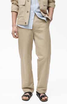 MANGO Classic Fit Cotton & Linen Blend Pants