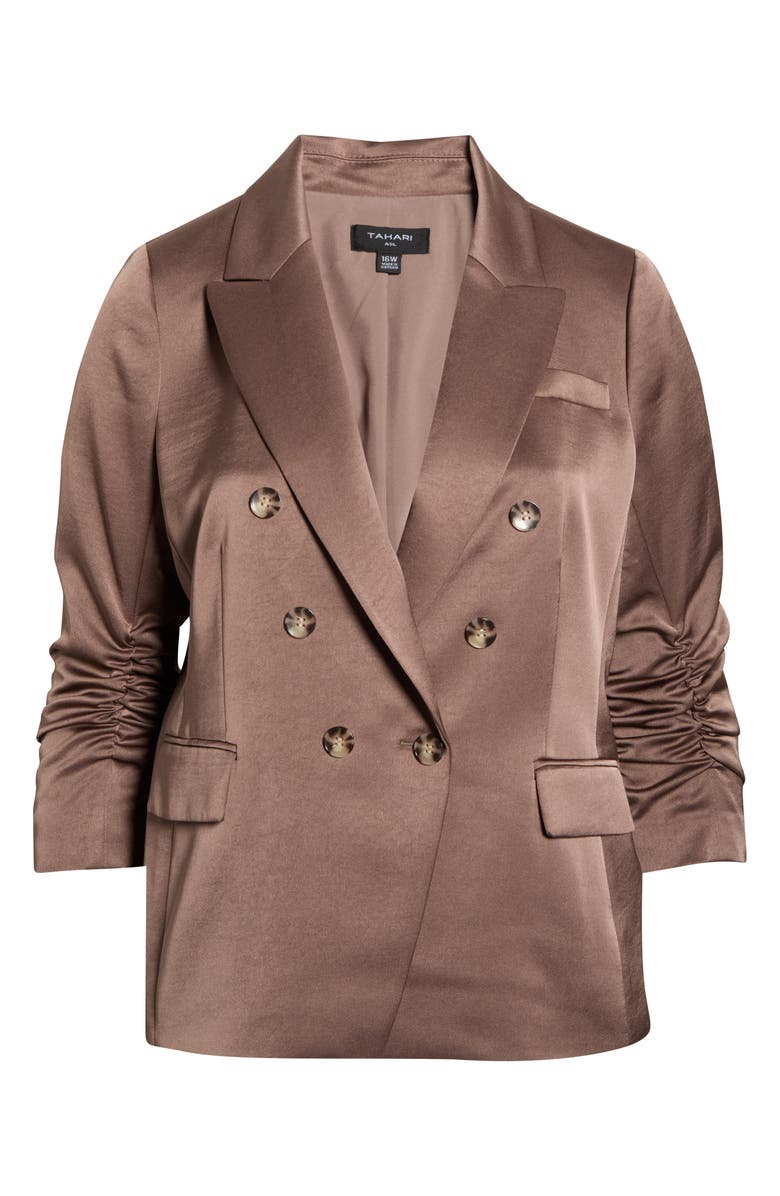 Tahari ASL Double Breasted Satin Blazer, Main, color,