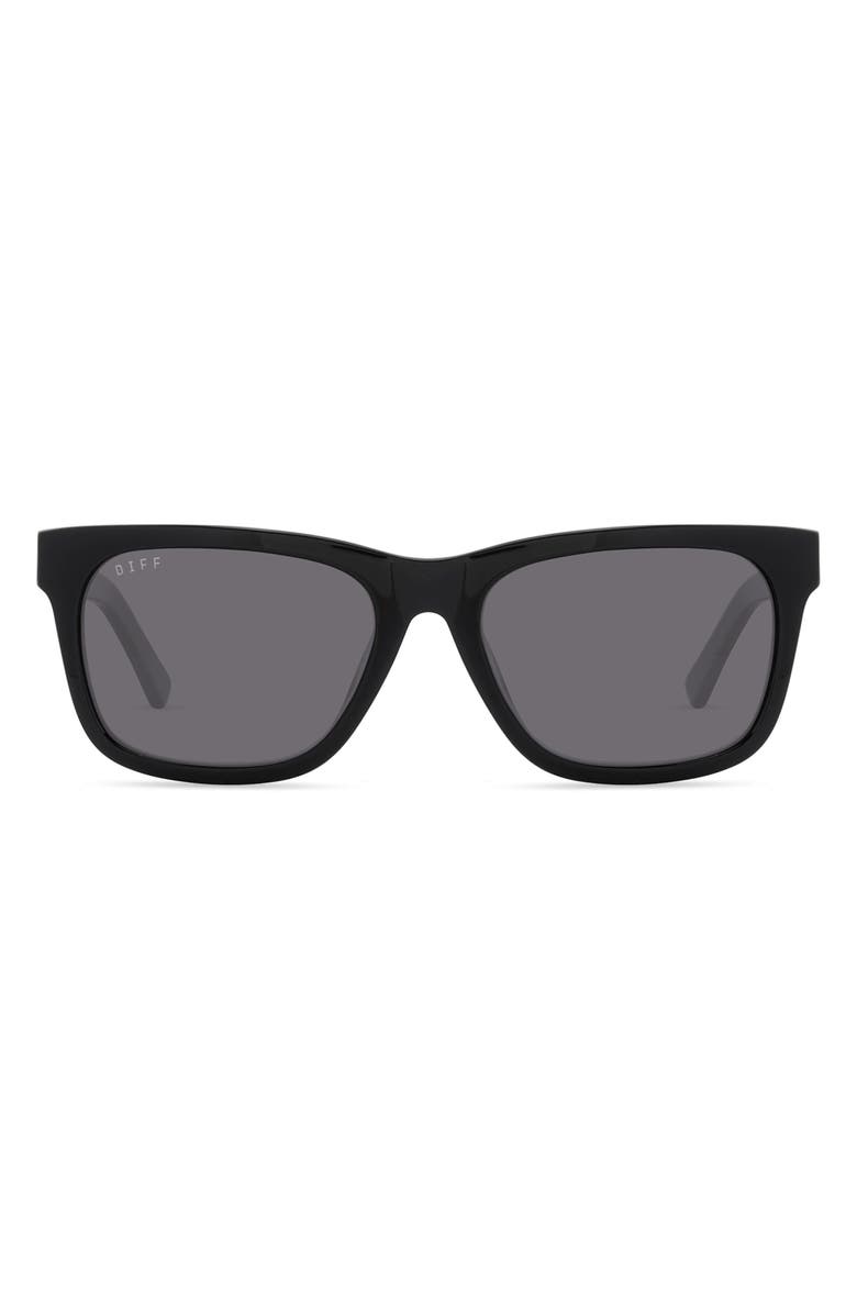 DIFF Jake Polarized Rectangular Sunglasses, Main, color, Black