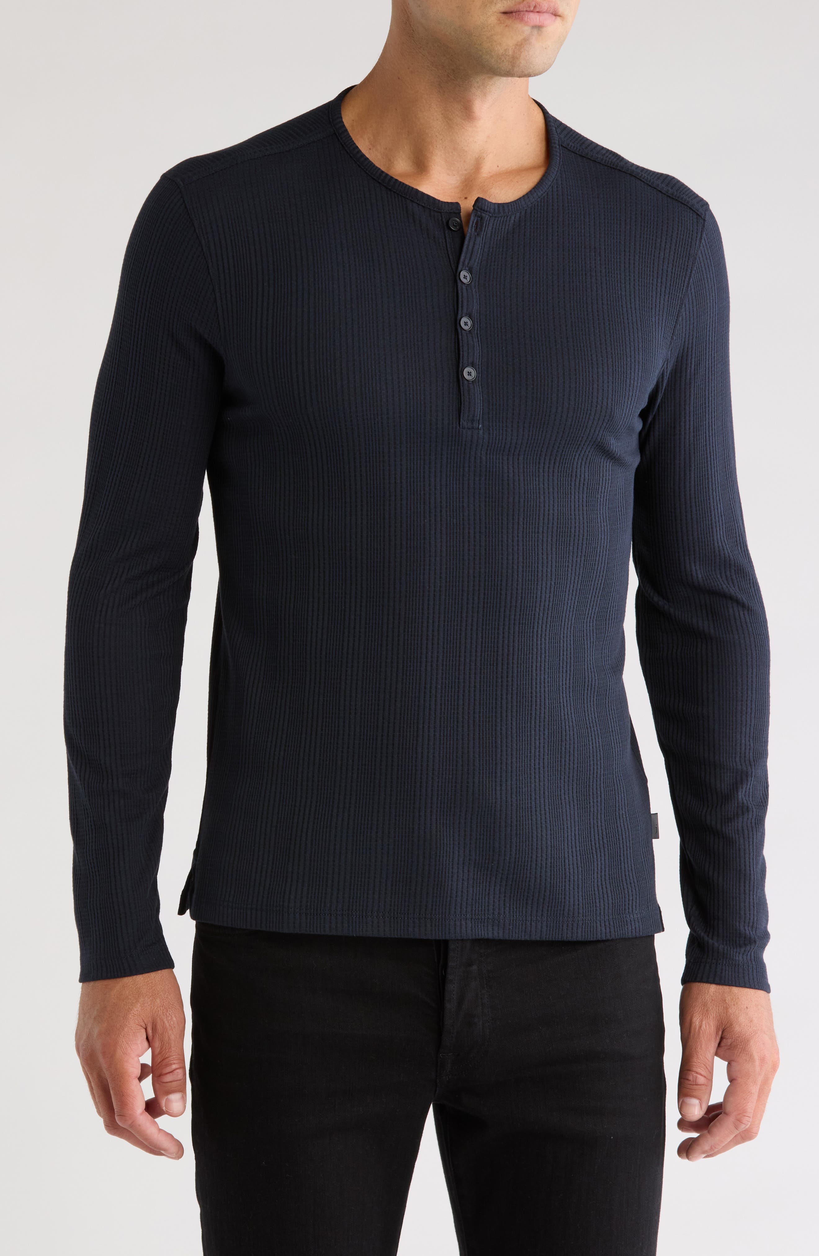 John Varvatos Waffle Stitch Long Sleeve Henley