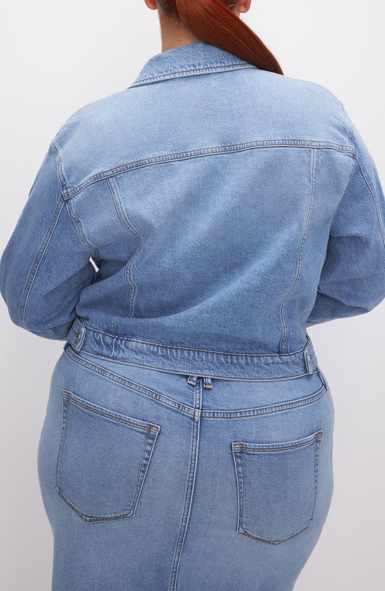 Good American Committed to Fit Denim Jacket, Alternate, color, Indigo597