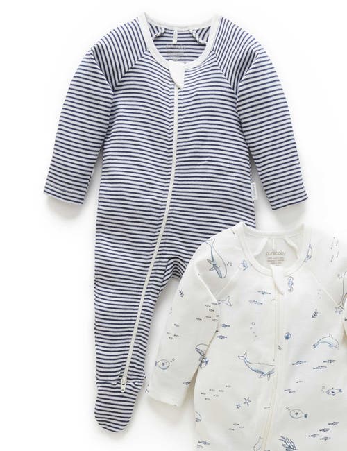 Purebaby 2 Pack Zip Footie