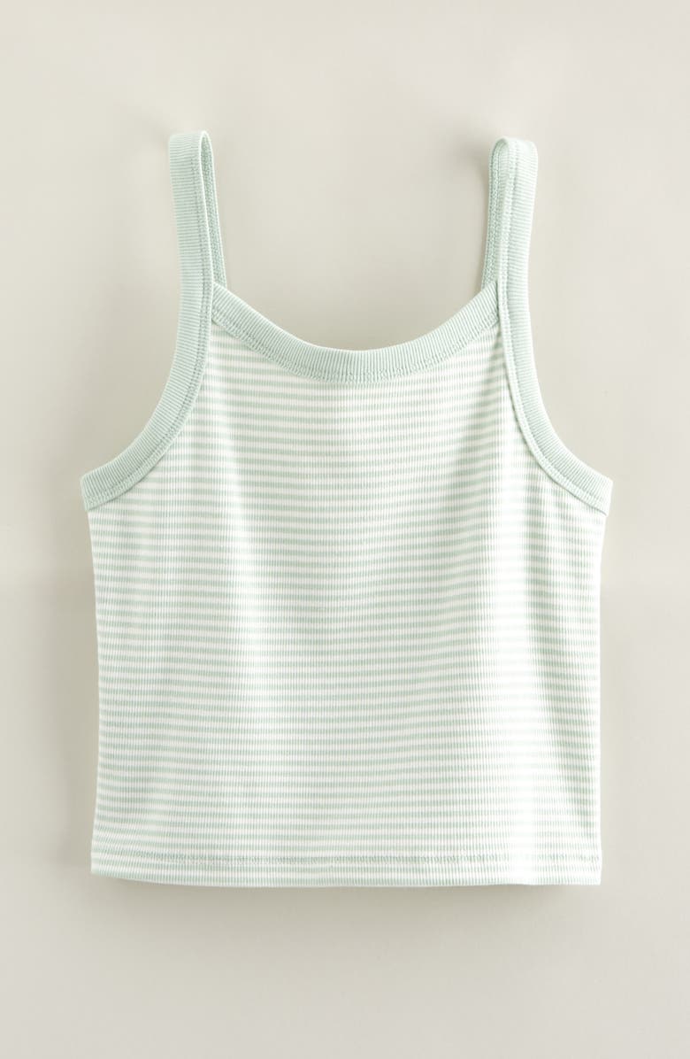Nordstrom Kids' Cotton Blend Rib Tank, Main, color, Green Cameo Micro Stripe