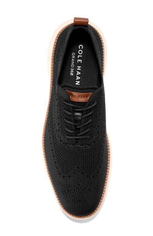 Cole Haan Grand Hurrion Stitchlite Wing Oxford In Black/ivory/british Tan