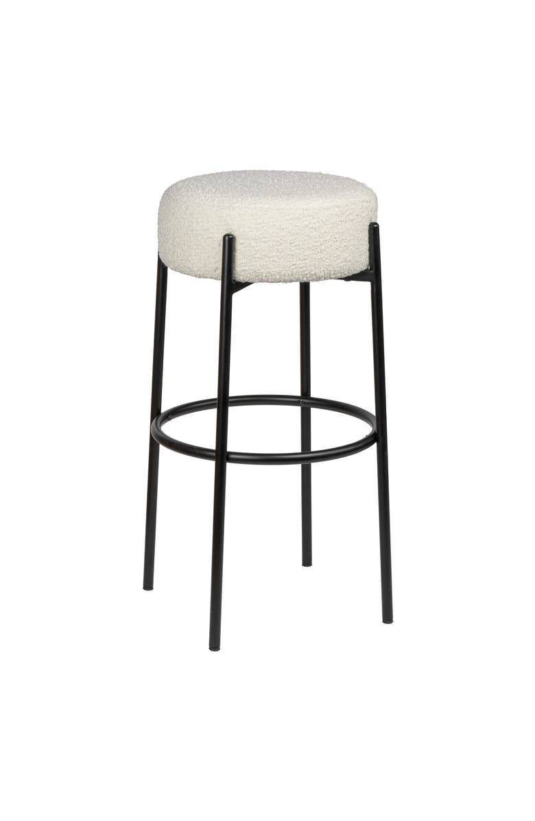 JONATHAN Y Paola Modern Minimalist Round Backless Metal Cushioned Stool, Main, color, White