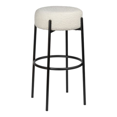 Paola Modern Minimalist Round Backless Metal Cushioned Stool