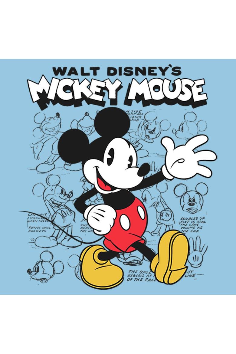 Boy's Mickey & Friends Mickey Mouse Retro Sketchbook  Graphic T-Shirt, Alternate, color, Light Blue