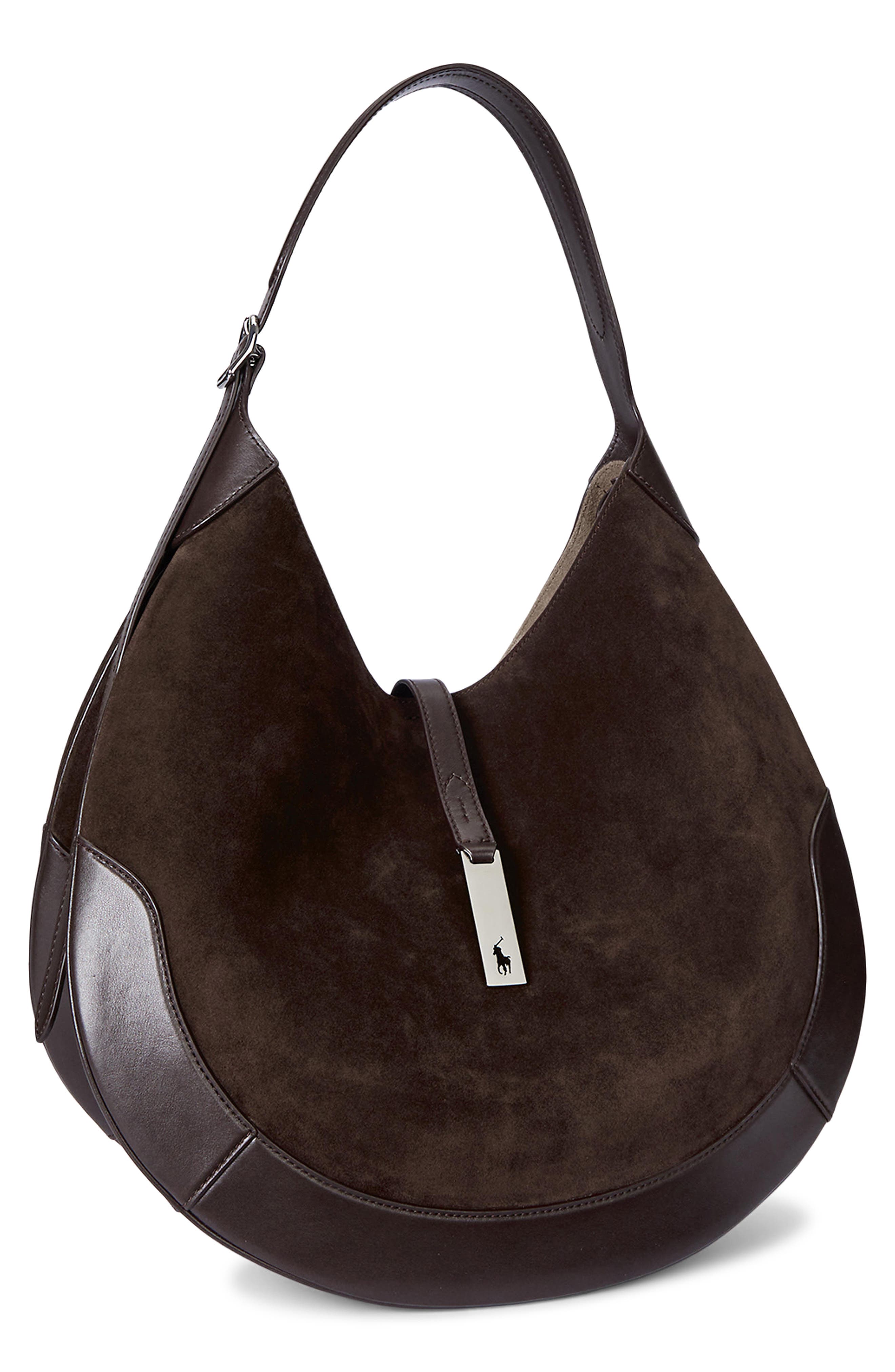 Polo ID Suede Shoulder Bag, Alternate, color, CHCLTE/ TBC
