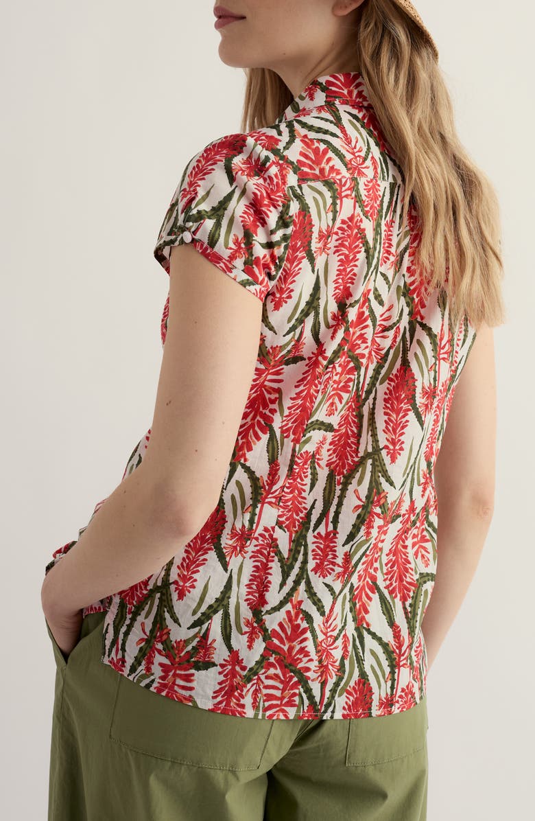 Seasalt Cornwall Rushmaker Floral Organic Cotton Voile Button-Up Shirt, Alternate, color, Red Hot Poker Chalk