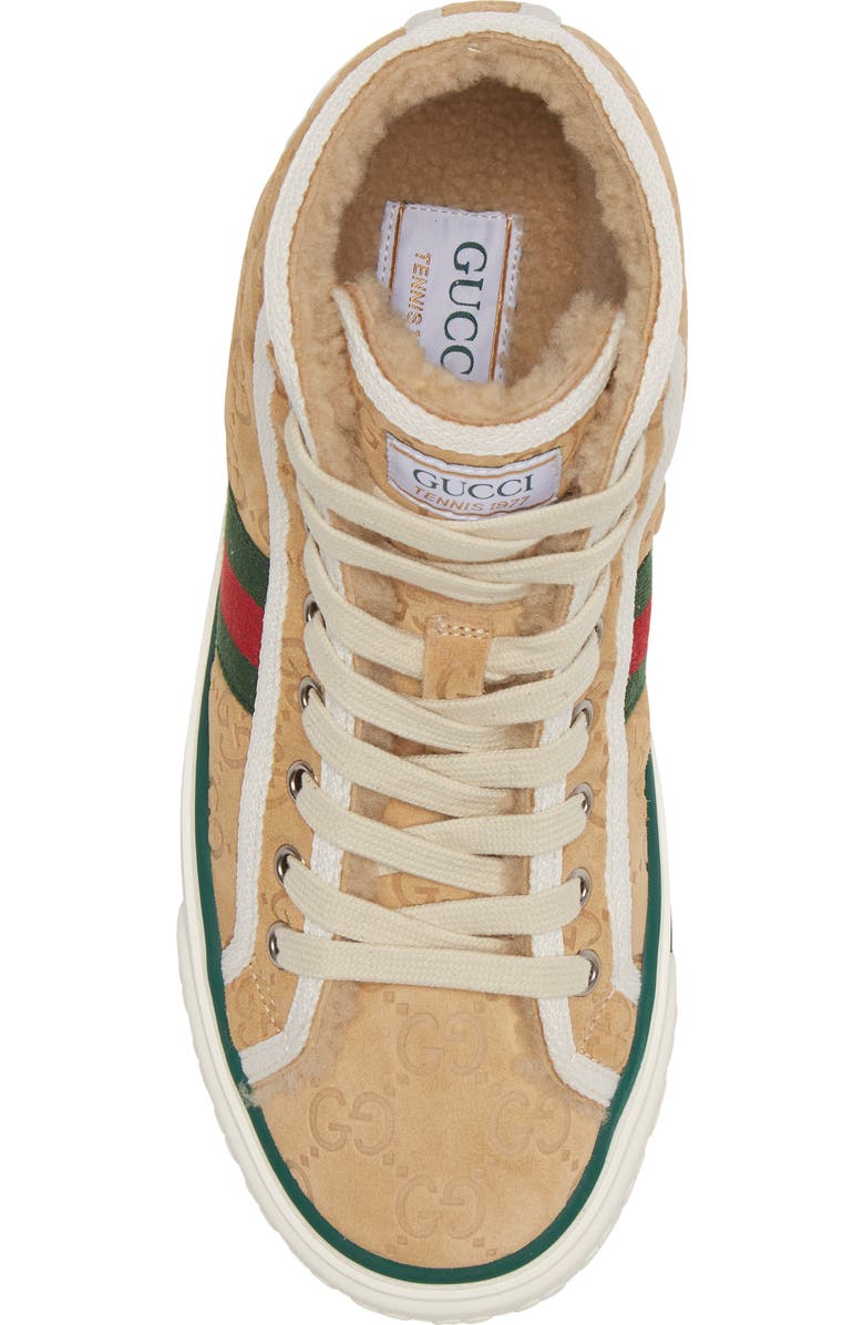 Gucci Tennis 1977 High Top Suede & Shearling Sneaker, Alternate, color,